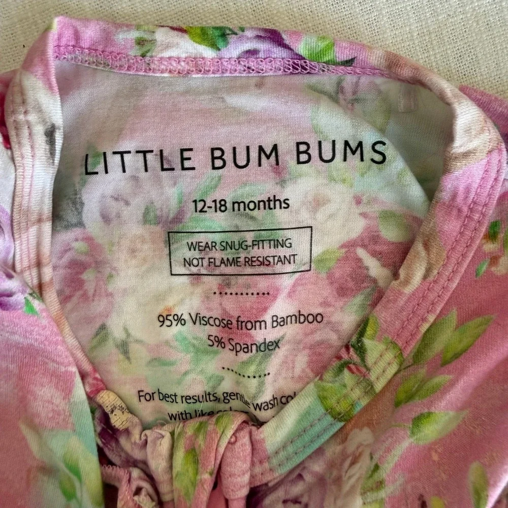 Little Bum Bums‎ Pink Unicorn Floral Bamboo Viscose Ruffle Zippy Romper 12-18M